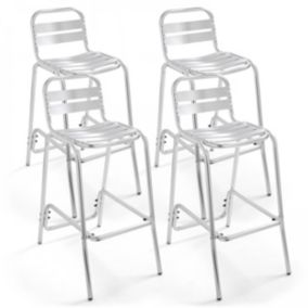 Lot de 4 chaises hautes en aluminium gris  Oviala