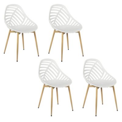 Lot de 4 Chaises - HOME DECO FACTORY - Alameda - Ajourées - Grises