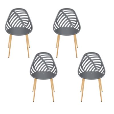 Lot de 4 Chaises - HOME DECO FACTORY - Alameda - Ajourées - Grises