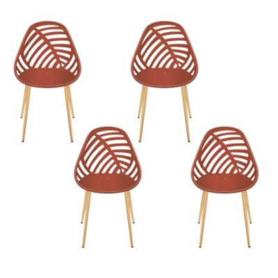 Lot de 4 Chaises - HOME DECO FACTORY - Alameda - Ajourées - Terracotta