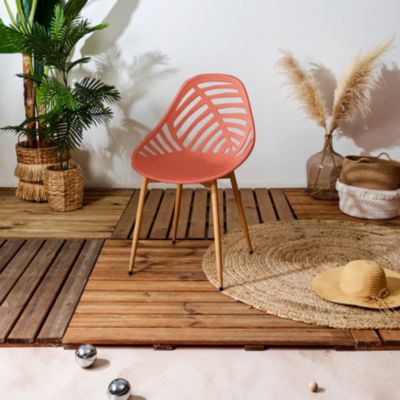 Lot de 4 Chaises - HOME DECO FACTORY - Alameda - Ajourées - Terracotta