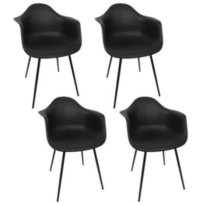 Lot de 4 Chaises - HOME DECO FACTORY - Gustav - Confortables - Noires