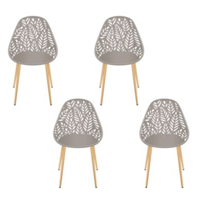 Lot de 4 Chaises - HOME DECO FACTORY - Lucena - Ajourées - Ergonomiques - Taupe