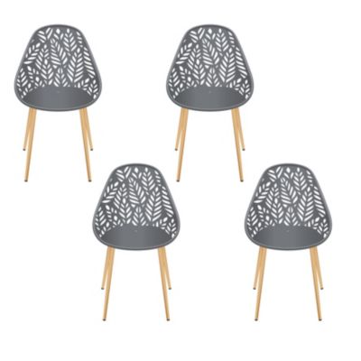 Lot de 4 Chaises - HOME DECO FACTORY - Lucena - Ergonomiques - Grises