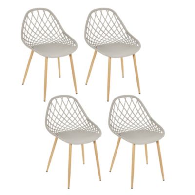 Lot de 4 Chaises - HOME DECO FACTORY - Malaga - Légères - Grises