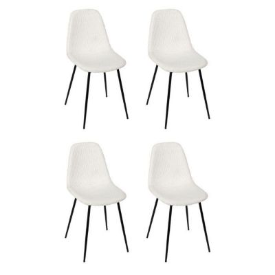 Lot de 4 Chaises - HOME DECO FACTORY - Scott - Côtele - Confortables - Beiges