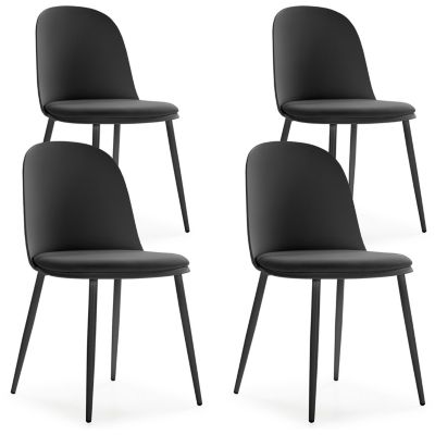 Lot de 4 chaises Kana noir, pieds en métal et assise rembourrée