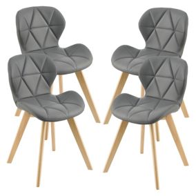 Lot de 4 Chaises Älmhult Similicuir 81 x 57 x 49 cm Gris en.casa