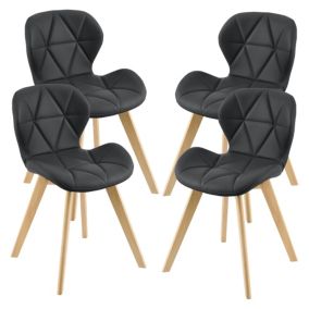 Lot de 4 Chaises Älmhult Similicuir 81 x 57 x 49 cm Noir en.casa