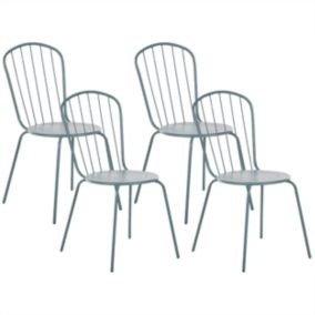 Lot de 4 chaises Métal Bleu clair CALVI