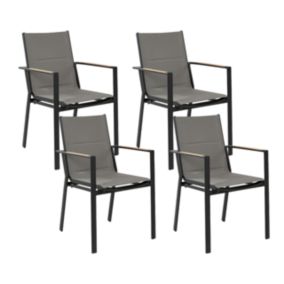 Lot de 4 chaises Métal Noir BUSSETO