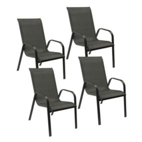 Lot de 4 chaises MARBELLA en textilène gris - aluminium gris anthracite - Happy Garden