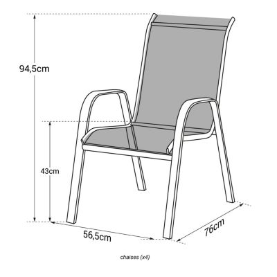 Lot de 4 chaises MARBELLA en textilène gris - aluminium gris anthracite - Happy Garden