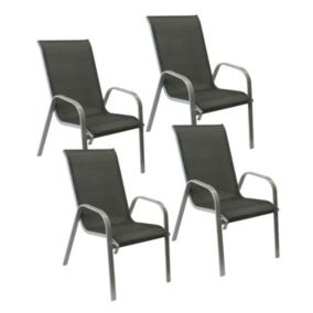 Lot de 4 chaises MARBELLA en textilène gris - aluminium gris - HAPPY GARDEN