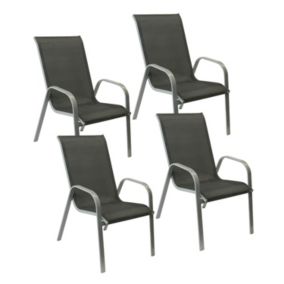 Lot de 4 chaises MARBELLA en textilène gris - aluminium gris - Happy Garden