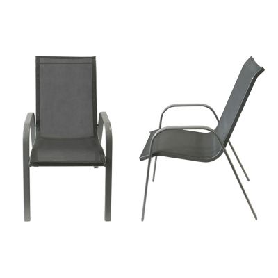 Lot de 4 chaises MARBELLA en textilène gris - aluminium gris - Happy Garden