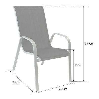 Lot de 4 chaises MARBELLA en textilène taupe - aluminium blanc - Happy Garden