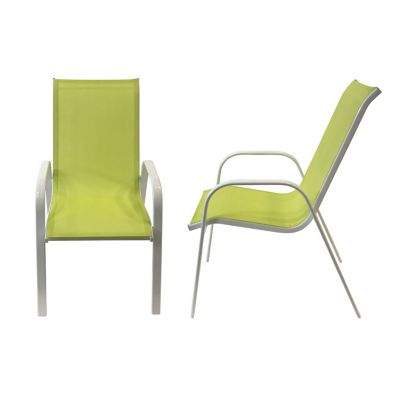 Lot de 4 chaises MARBELLA en textilène vert - aluminium blanc - Happy Garden