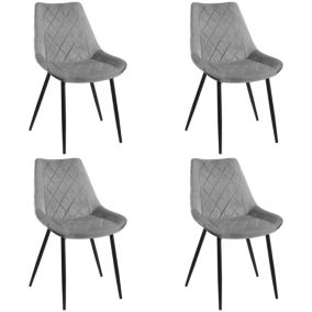 Lot de 4 chaises matelassées de salle à manger en velours AKORD SJ.0488 Grise