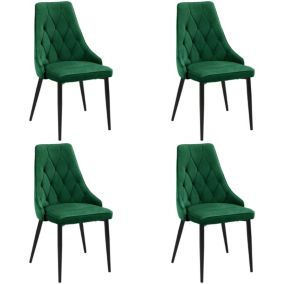 Lot de 4 chaises matelassées de salle à manger en velours AKORD SJ.054 Vert Bouteille