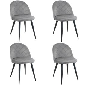 Lot de 4 chaises matelassées de salle à manger en velours AKORD SJ.077 Grise