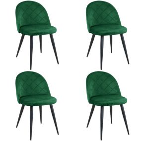 Lot de 4 chaises matelassées de salle à manger en velours AKORD SJ.077 Vert Bouteille