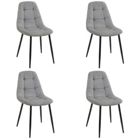 Lot de 4 chaises matelassées de salle à manger en velours AKORD SJ.1 Grise