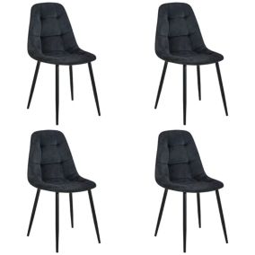 Lot de 4 chaises matelassées de salle à manger en velours AKORD SJ.1 Noir