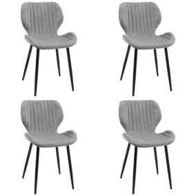 Lot de 4 chaises matelassées de salle à manger en velours AKORD SJ.17 Grise