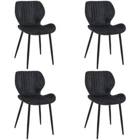 Lot de 4 chaises matelassées de salle à manger en velours AKORD SJ.17 Noir