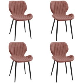 Lot de 4 chaises matelassées de salle à manger en velours AKORD SJ.17 Rose