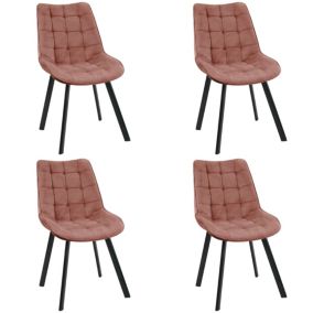 Lot de 4 chaises matelassées de salle à manger en velours AKORD SJ.22 Rose