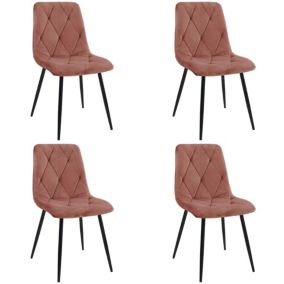 Lot de 4 chaises matelassées de salle à manger en velours AKORD SJ.3 Rose