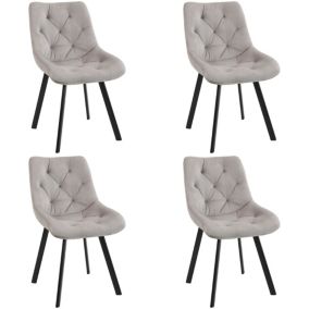 Lot de 4 chaises matelassées de salle à manger en velours AKORD SJ.33 Beige