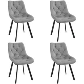 Lot de 4 chaises matelassées de salle à manger en velours AKORD SJ.33 Grise