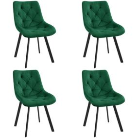 Lot de 4 chaises matelassées de salle à manger en velours AKORD SJ.33 Vert Bouteille