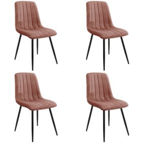 Lot de 4 chaises matelassées de salle à manger en velours AKORD SJ.9 Grise Rose