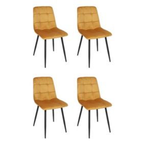 Lot de 4 Chaises "Mateo" 88cm Jaune Moutarde