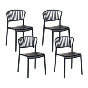 Lot de 4 chaises Matière synthétique Noir GELA