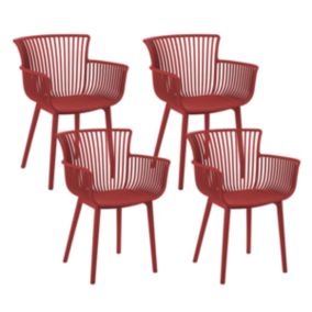 Lot de 4 chaises Matière synthétique Rouge PESARO