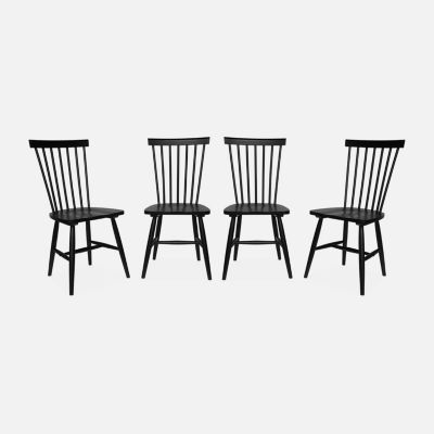 Lot de 4 chaises noires à barreaux en bois d'hévéa. ROMIE. L 50.8 x P 44.2 x H 90cm