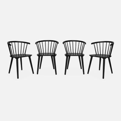 Lot de 4 chaises noires à barreaux en bois et contreplaqué. Paula. L 51 x P 53 x H 75cm