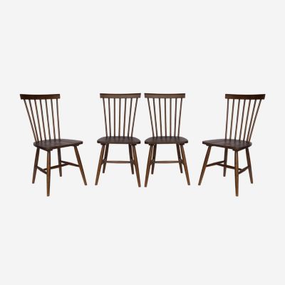 Lot de 4 chaises noyer à barreaux en bois d'hévéa. ROMIE. L 50.8 x P 44.2 x H 90cm.