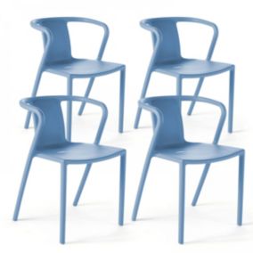 Lot de 4 chaises plastique bleu  Oviala