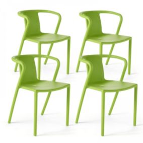 Lot de 4 chaises plastique vert  Oviala