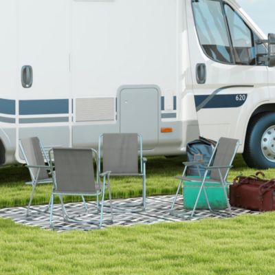Lot de 4 chaises pliantes de jardin chaises de camping plage avec accoudoirs tissu Oxford gris