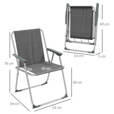Lot de 4 chaises pliantes de jardin chaises de camping plage avec accoudoirs tissu Oxford gris