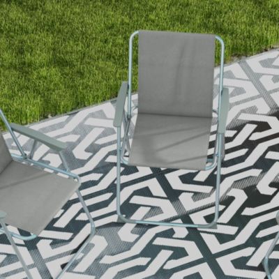Lot de 4 chaises pliantes de jardin chaises de camping plage avec accoudoirs tissu Oxford gris