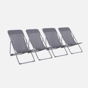 Lot de 4 chaises pliantes LIVORNO en aluminium / textilene. anthracite. 83 x 88 x 95 cm