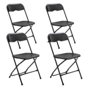 Lot de 4 chaises pliantes noires de réception  Oviala